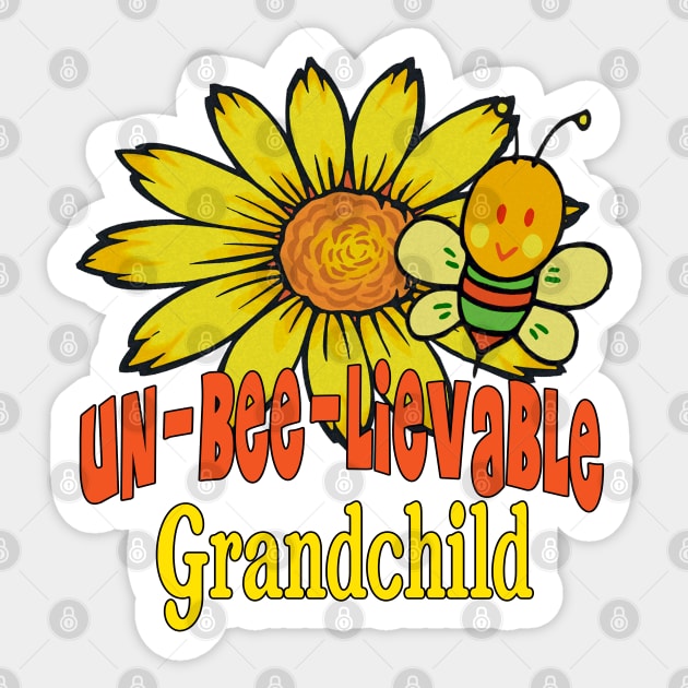 Unbelievable Grandchild Sunflowers and Bees Sticker by FabulouslyFestive